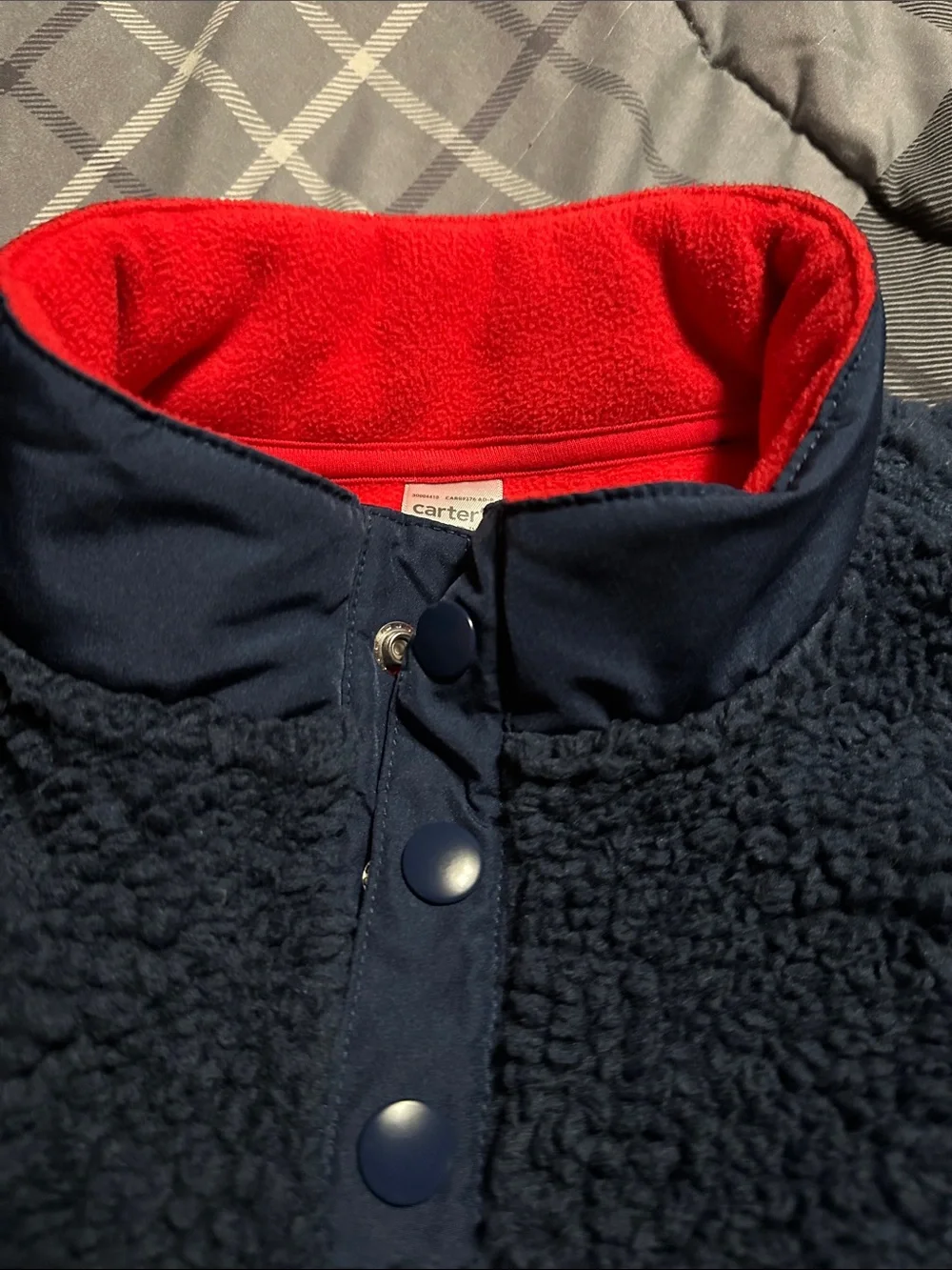 Carter's Navy Sherpa Pullover with Red Collar